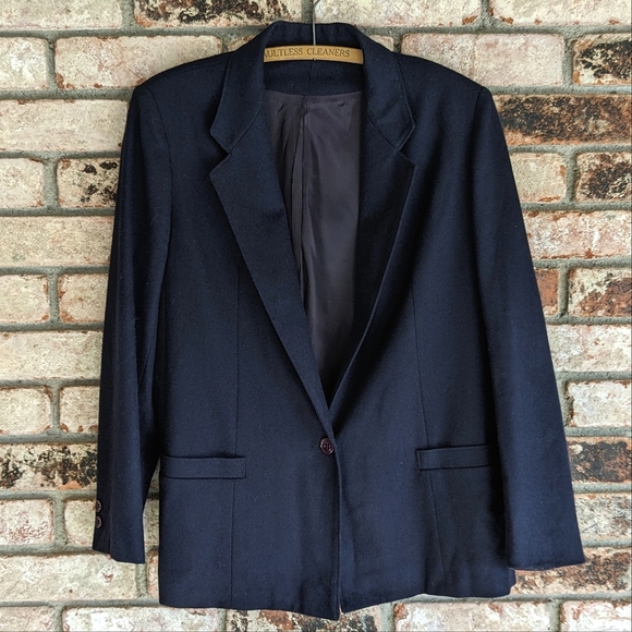 🕴️Vintage Wool Blazer 12 Oversized Navy Blue - Picture 1 of 6
